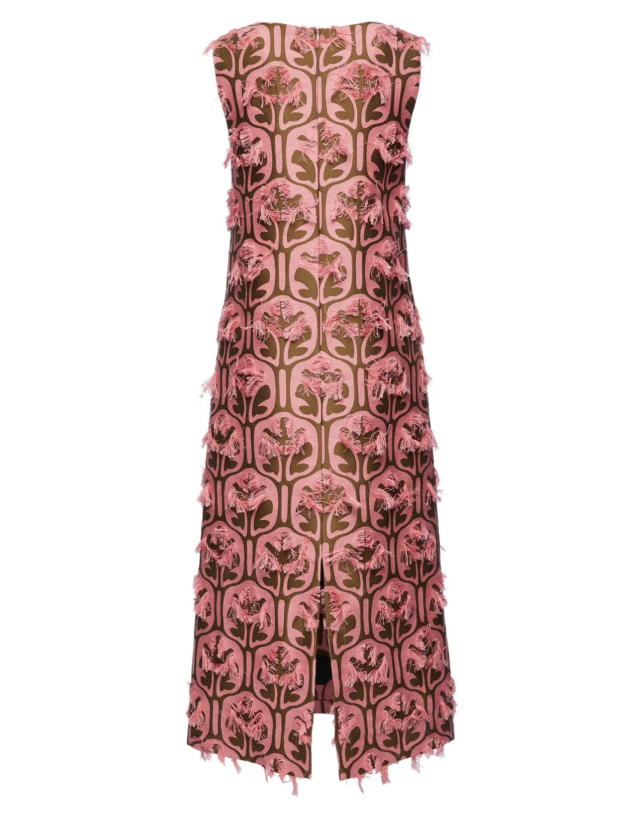 Abito Colonna Iconico La DoubleJ - Tessuto Jacquard in Tonalità Kaki e Rosa Antico