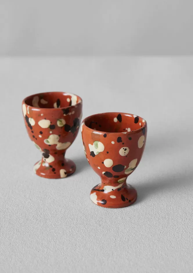Splatter Cortona - Set Coppette Uova Design Artistico in Ceramica Artigianale | Accessori Cucina con Sconto Imperdibile