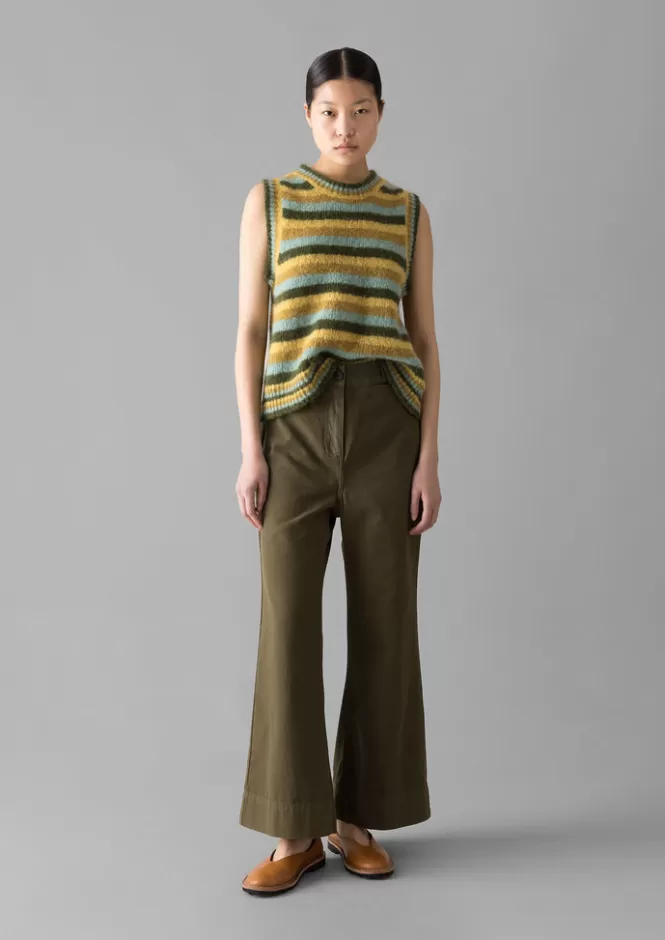 Cheap Cotton Canvas Kick Flare Trousers Women Trousers