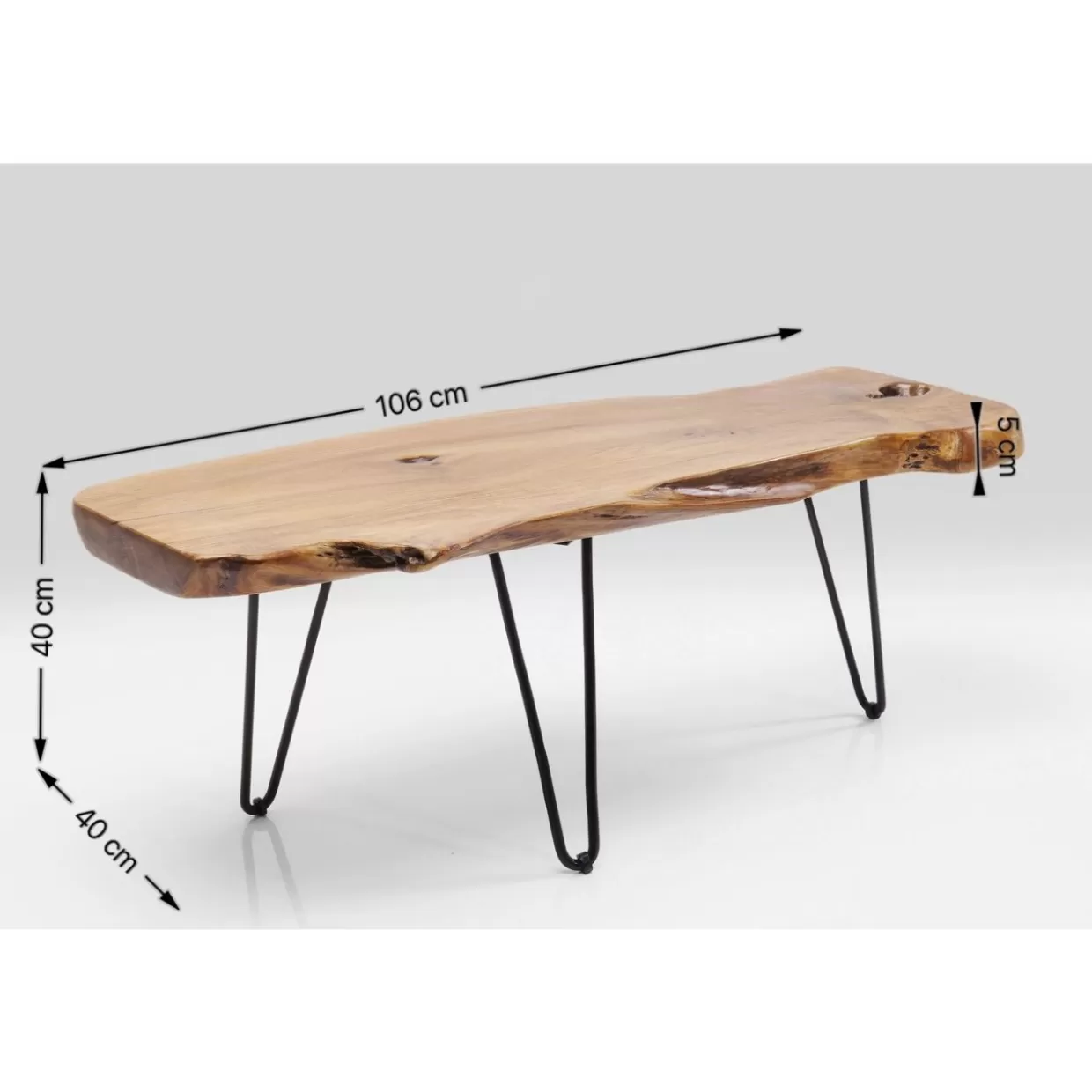 Tavolino da salotto Aspen in legno naturale - Design esclusivo KARE 106x41 cm