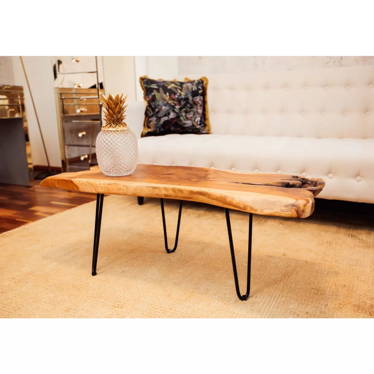 Tavolino da salotto Aspen in legno naturale - Design esclusivo KARE 106x41 cm