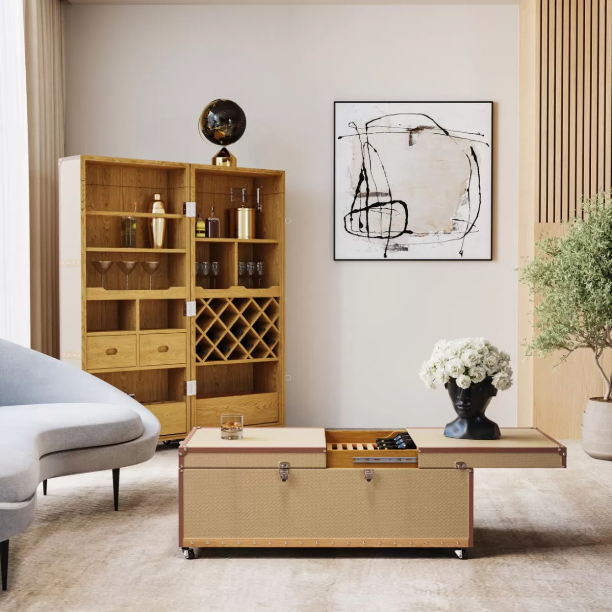 Tavolino Bar Multiuso KARE Design - Linea Venezia in Legno, Dimensioni 120x75 cm per Soggiorno Moderno