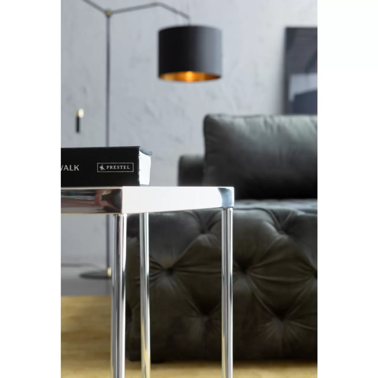 Tavolino moderno KARE Design per il soggiorno - Design Comb con rifiniture argentate, 45 cm perfetto per arredare