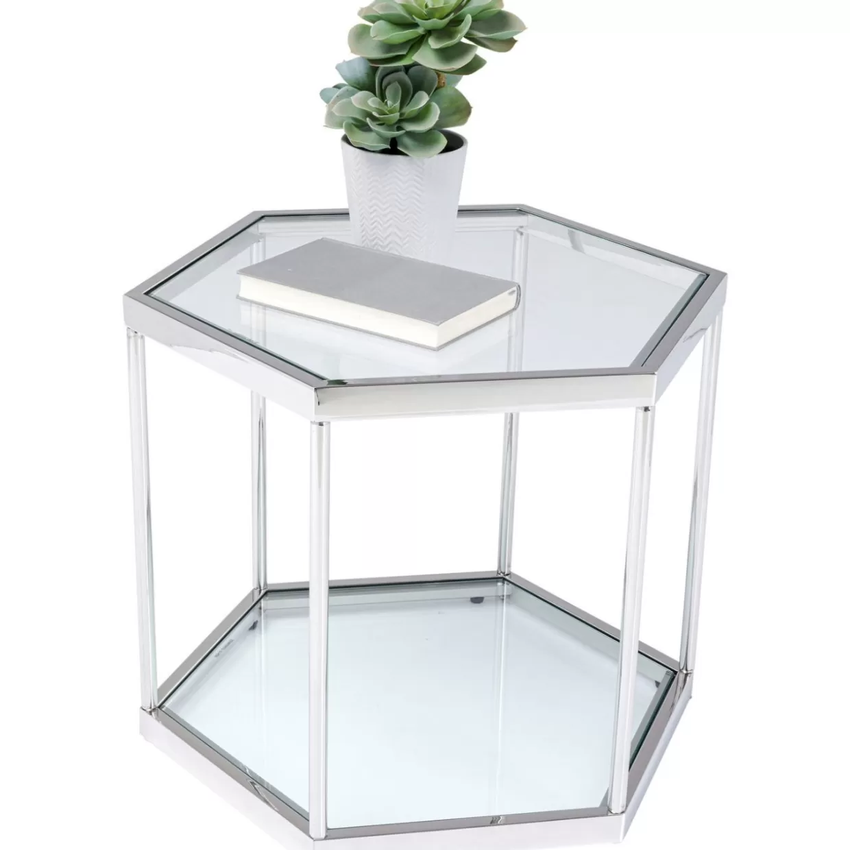 Tavolino moderno KARE Design per il soggiorno - Design Comb con rifiniture argentate, 45 cm perfetto per arredare