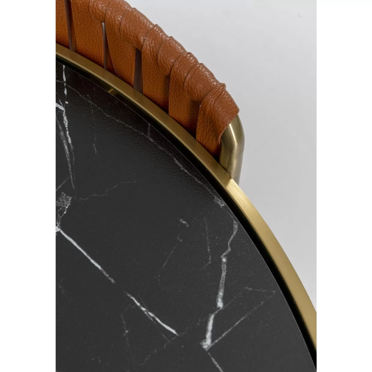 KARE Design Tavolino Moderno per Soggiorno Ø86cm con Dettagli in Rame Lucidato - Pezzo Unico per Arredamento Contemporaneo