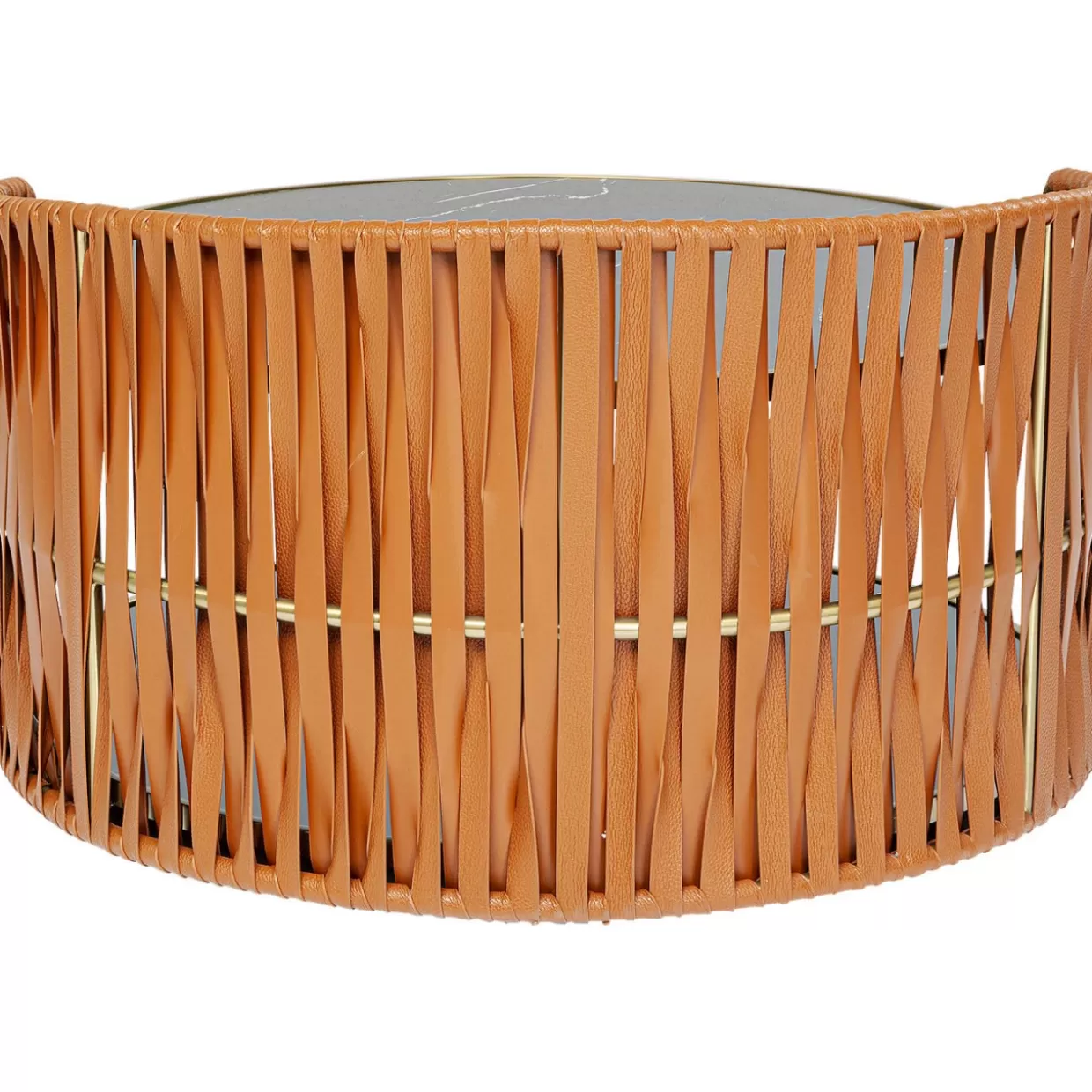 KARE Design Tavolino Moderno per Soggiorno Ø86cm con Dettagli in Rame Lucidato - Pezzo Unico per Arredamento Contemporaneo