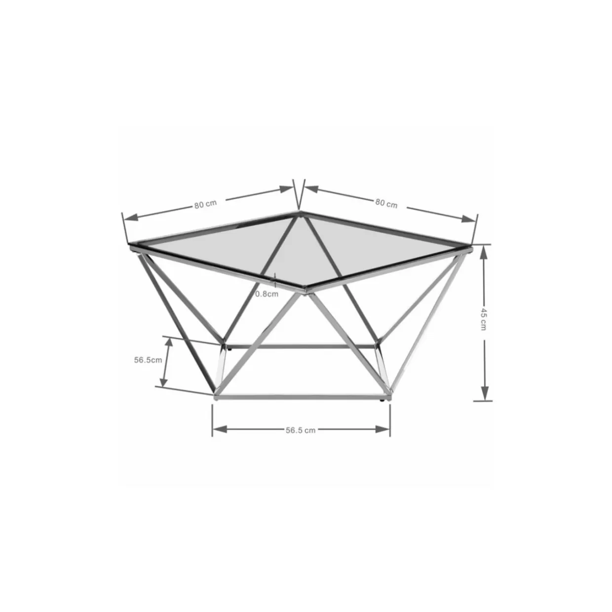 Tavolino Design Moderno Cristallo 80x80 - KARE Collection per Arredamento Contemporaneo