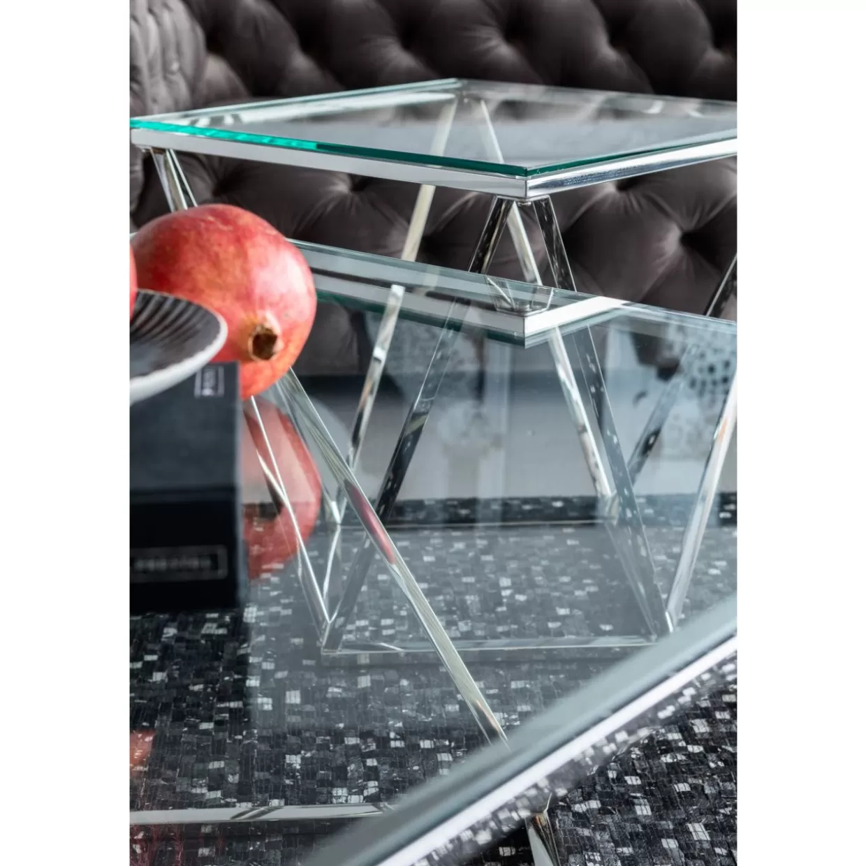 Tavolino Design Moderno Cristallo 80x80 - KARE Collection per Arredamento Contemporaneo