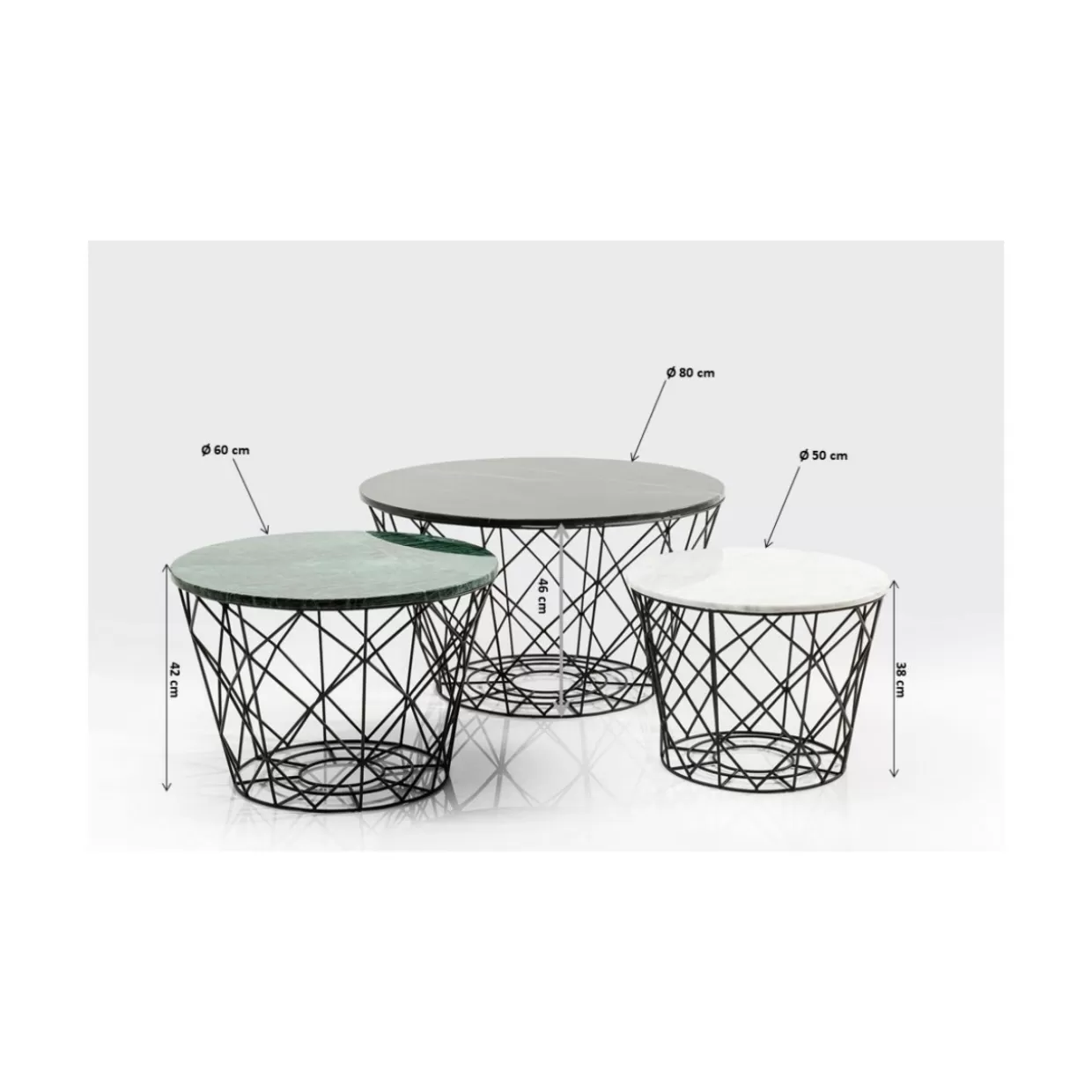 Tavolini moderni KARE | Set circolare East Coast per soggiorno (confezione da 3 pezzi)