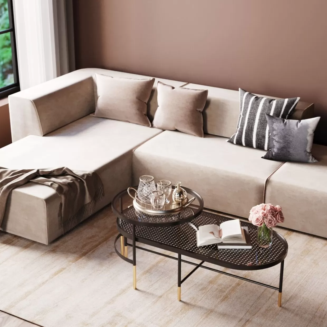 Tavolini Contemporanei Linea Fence - Set da 2 per Arredamento Elegante by KARE Design