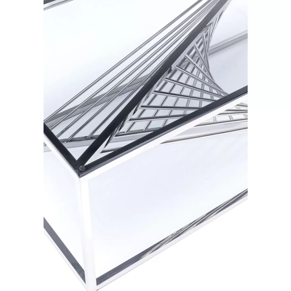 Tavolino da salotto moderno in vetro trasparente con struttura laser argento - Design contemporaneo KARE, 120x60 cm per ambienti eleganti