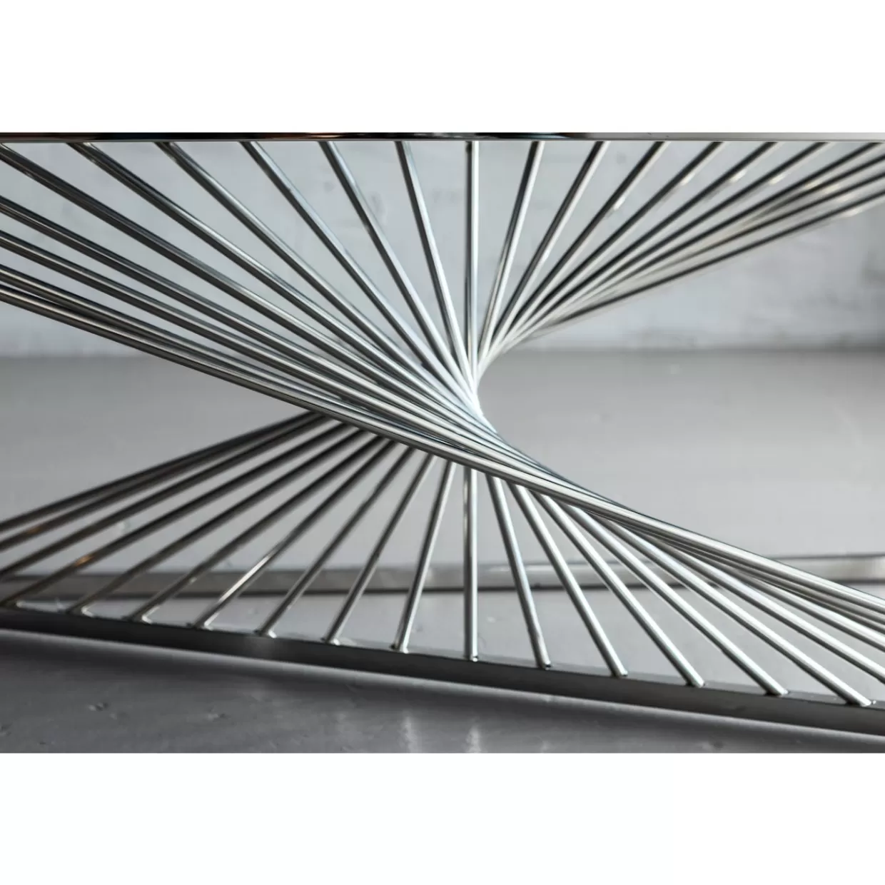 Tavolino da salotto moderno in vetro trasparente con struttura laser argento - Design contemporaneo KARE, 120x60 cm per ambienti eleganti