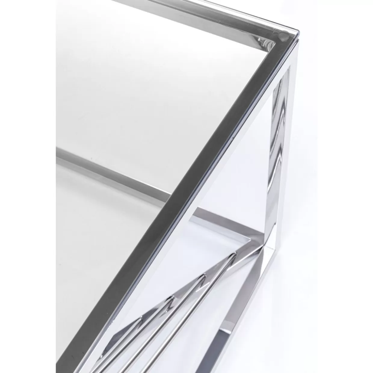 Tavolino da salotto moderno in vetro trasparente con struttura laser argento - Design contemporaneo KARE, 120x60 cm per ambienti eleganti