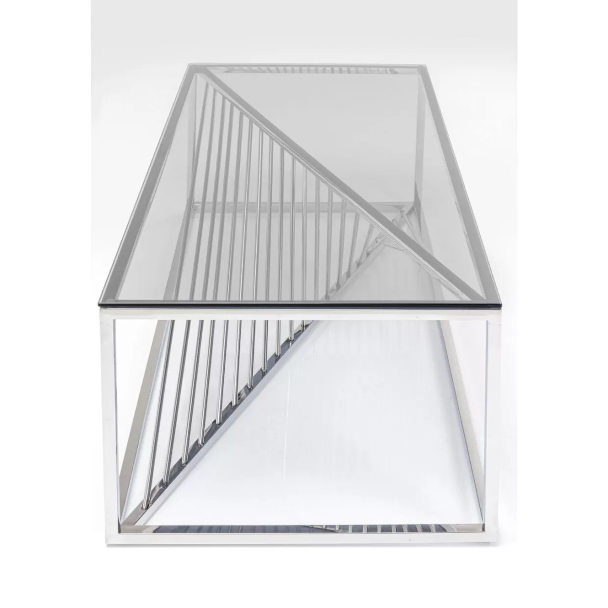 Tavolino da salotto moderno in vetro trasparente con struttura laser argento - Design contemporaneo KARE, 120x60 cm per ambienti eleganti