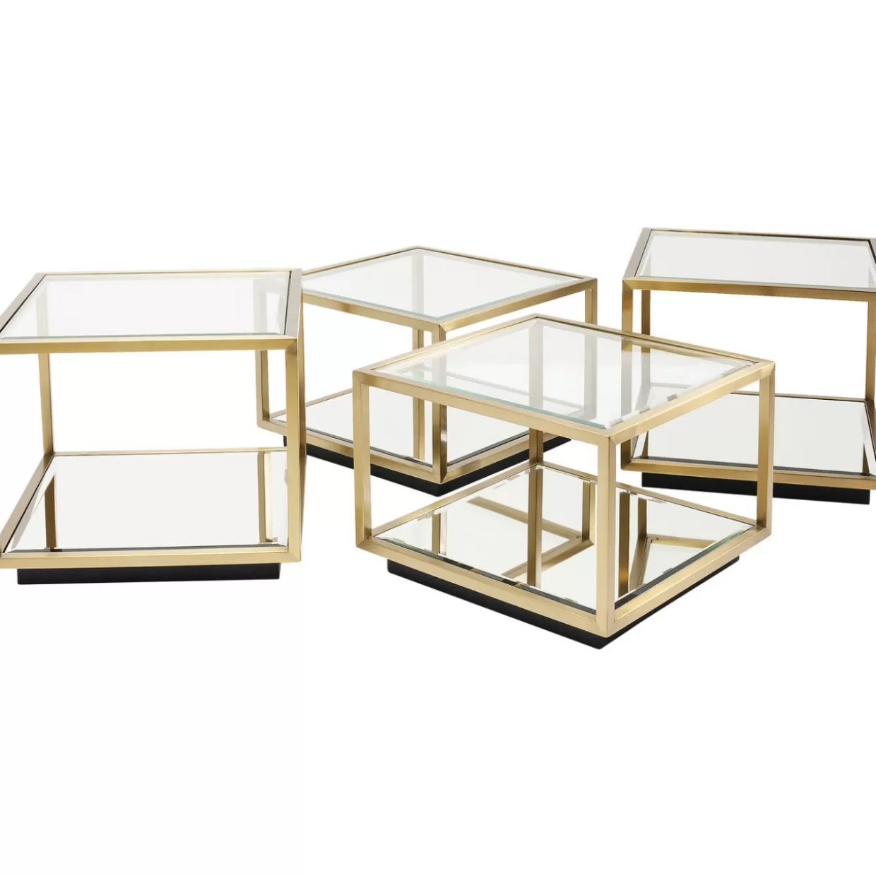 Tavolini Luigi in finitura oro - Set da 4 elementi per salotto con design esclusivo KARE