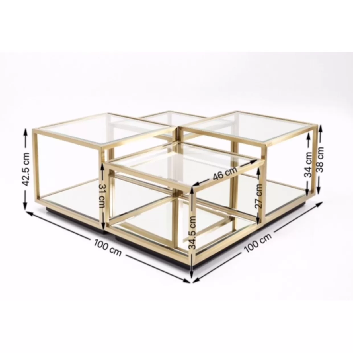 Tavolini Luigi in finitura oro - Set da 4 elementi per salotto con design esclusivo KARE