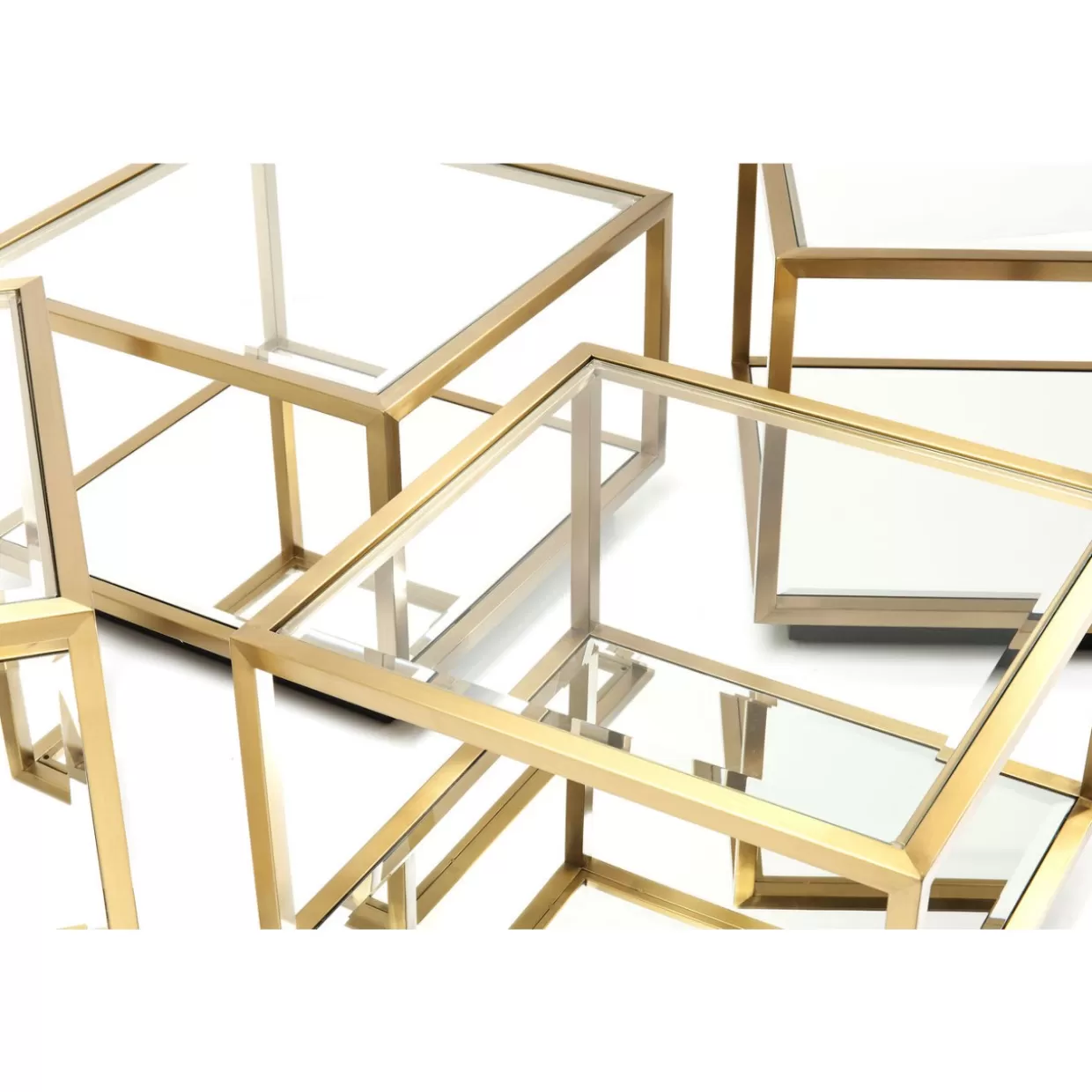 Tavolini Luigi in finitura oro - Set da 4 elementi per salotto con design esclusivo KARE
