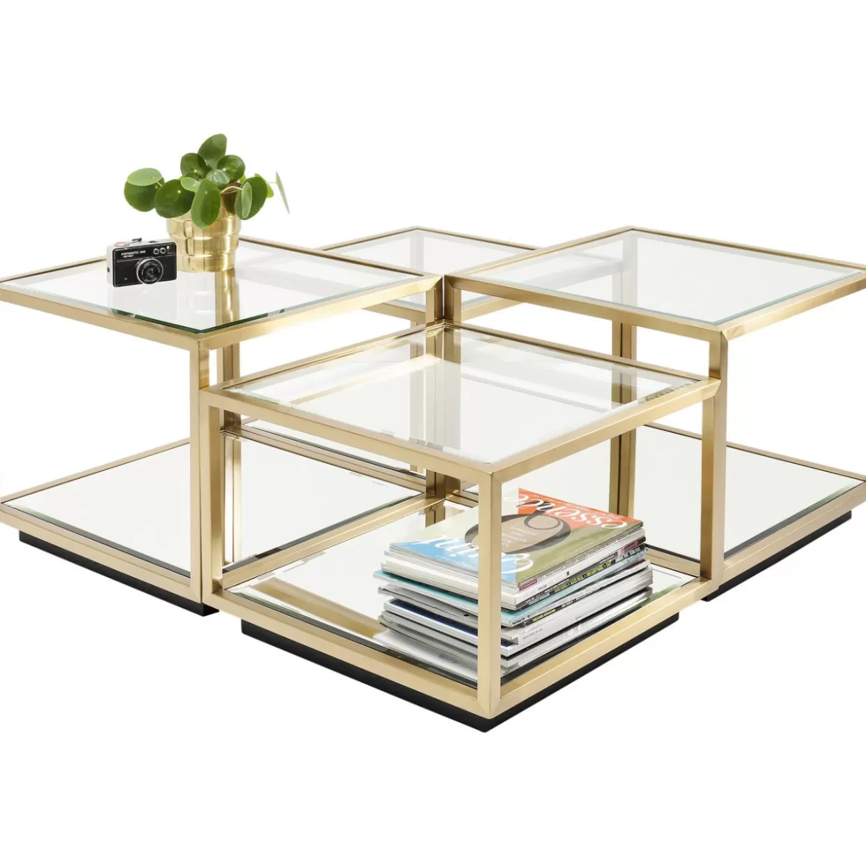 Tavolini Luigi in finitura oro - Set da 4 elementi per salotto con design esclusivo KARE