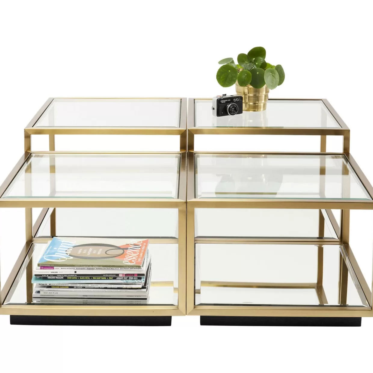 Tavolini Luigi in finitura oro - Set da 4 elementi per salotto con design esclusivo KARE