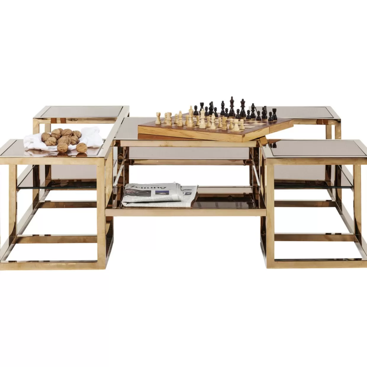 Tavolino da salotto Steps in finitura oro 120x120 cm - Design esclusivo KARE per ambienti raffinati