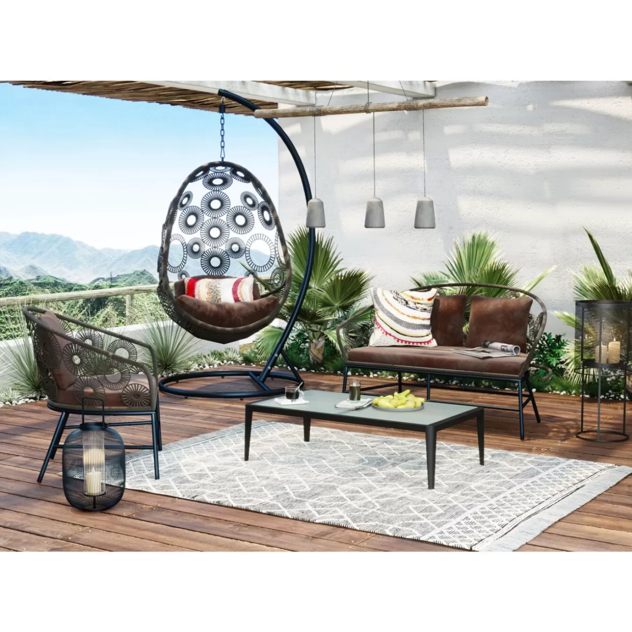 Tavolino Elegante Tiki Nero per Arredamento Giardino - Design Moderno KARE