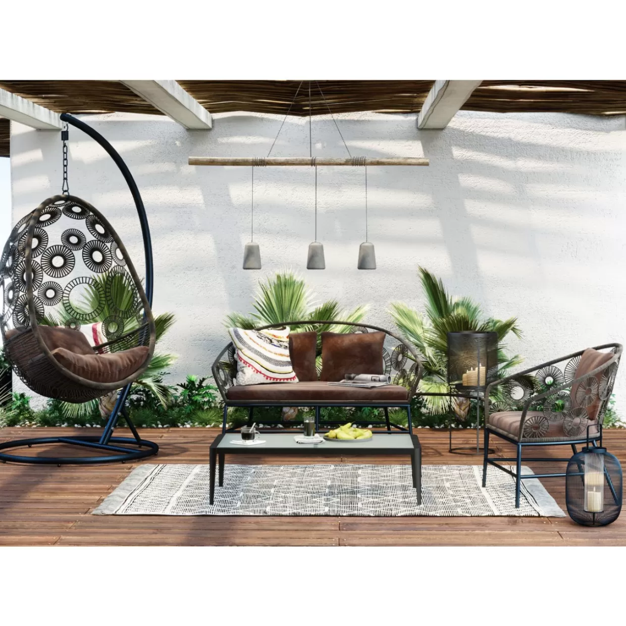 Tavolino Elegante Tiki Nero per Arredamento Giardino - Design Moderno KARE