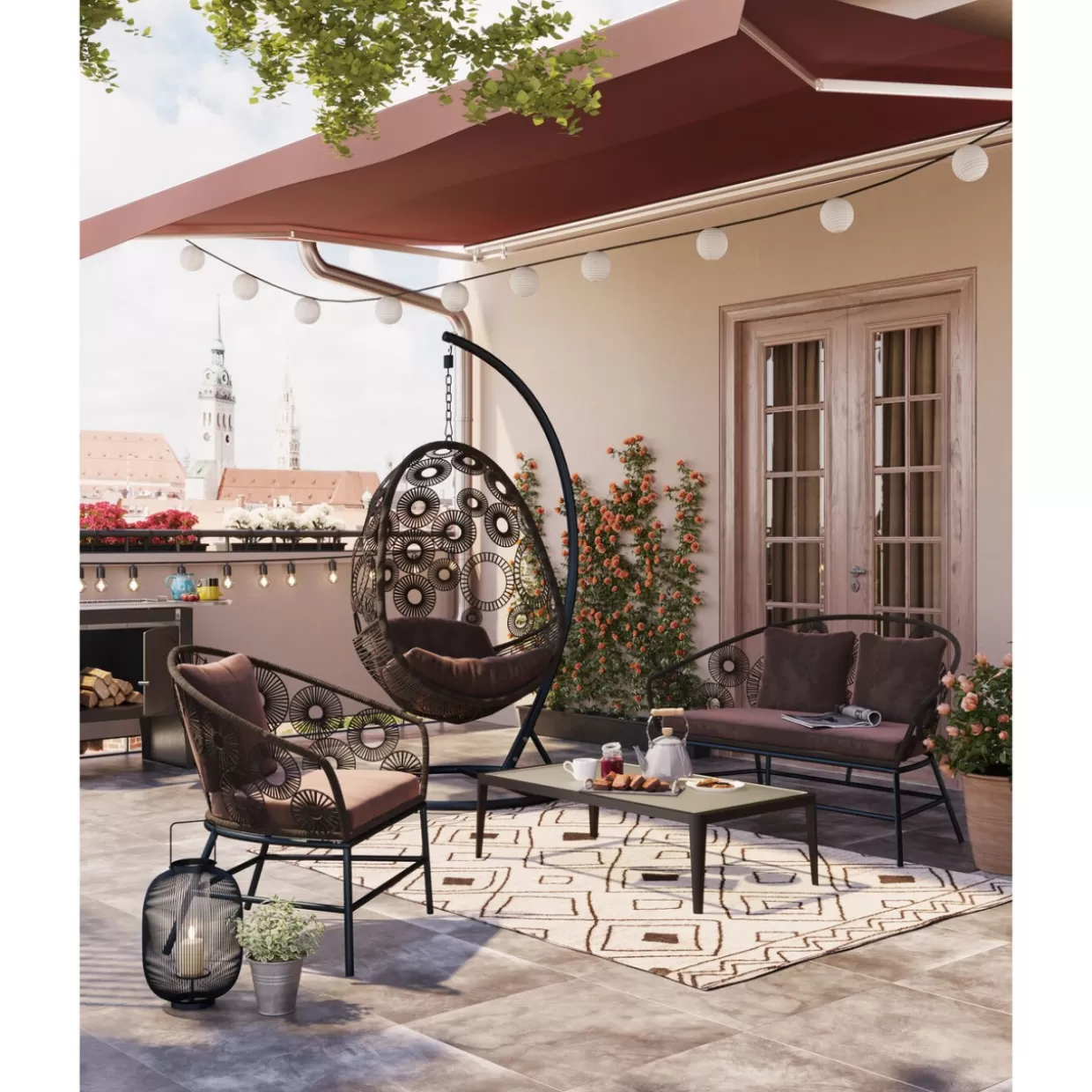 Tavolino Elegante Tiki Nero per Arredamento Giardino - Design Moderno KARE