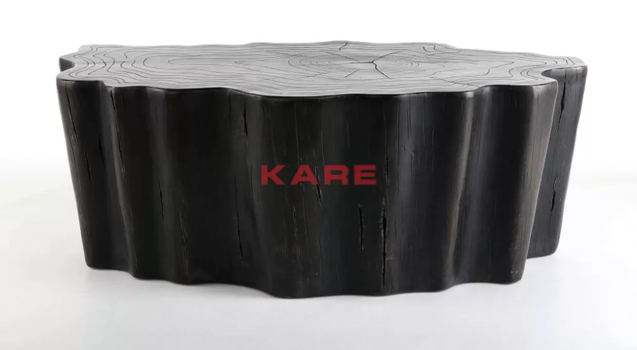KARE Design - Tavolino Moderno Ceppo d'Albero, Nero Effetto Legno Naturale 119x68 cm