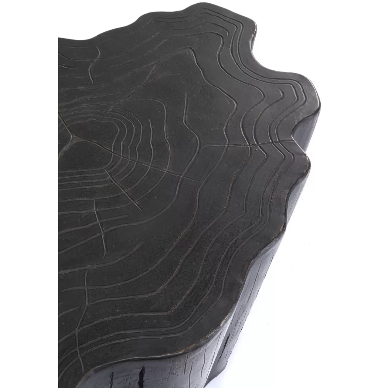 KARE Design - Tavolino Moderno Ceppo d'Albero, Nero Effetto Legno Naturale 119x68 cm