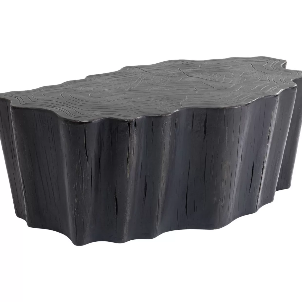 KARE Design - Tavolino Moderno Ceppo d'Albero, Nero Effetto Legno Naturale 119x68 cm