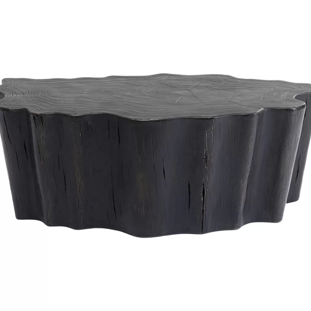 KARE Design - Tavolino Moderno Ceppo d'Albero, Nero Effetto Legno Naturale 119x68 cm