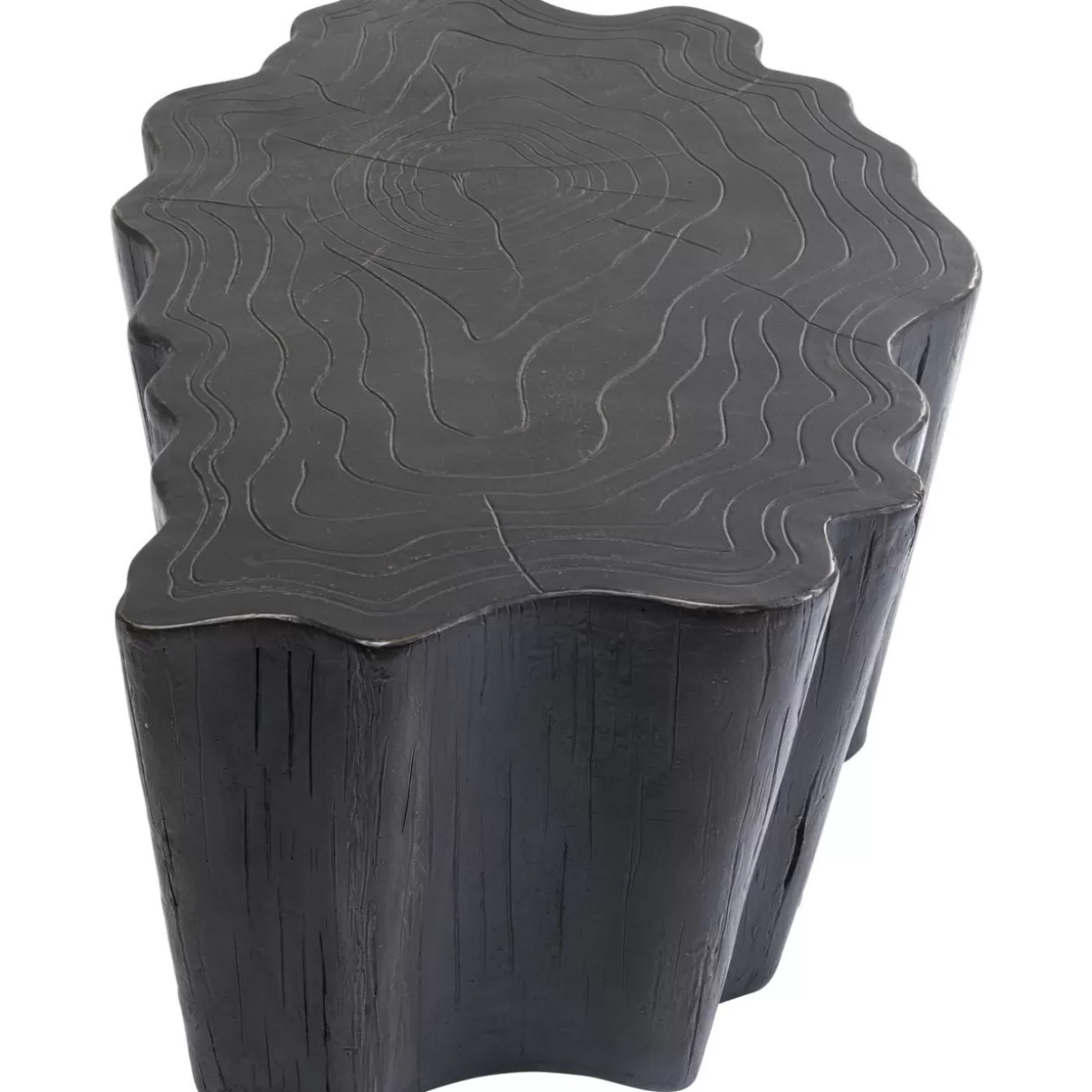 KARE Design - Tavolino Moderno Ceppo d'Albero, Nero Effetto Legno Naturale 119x68 cm