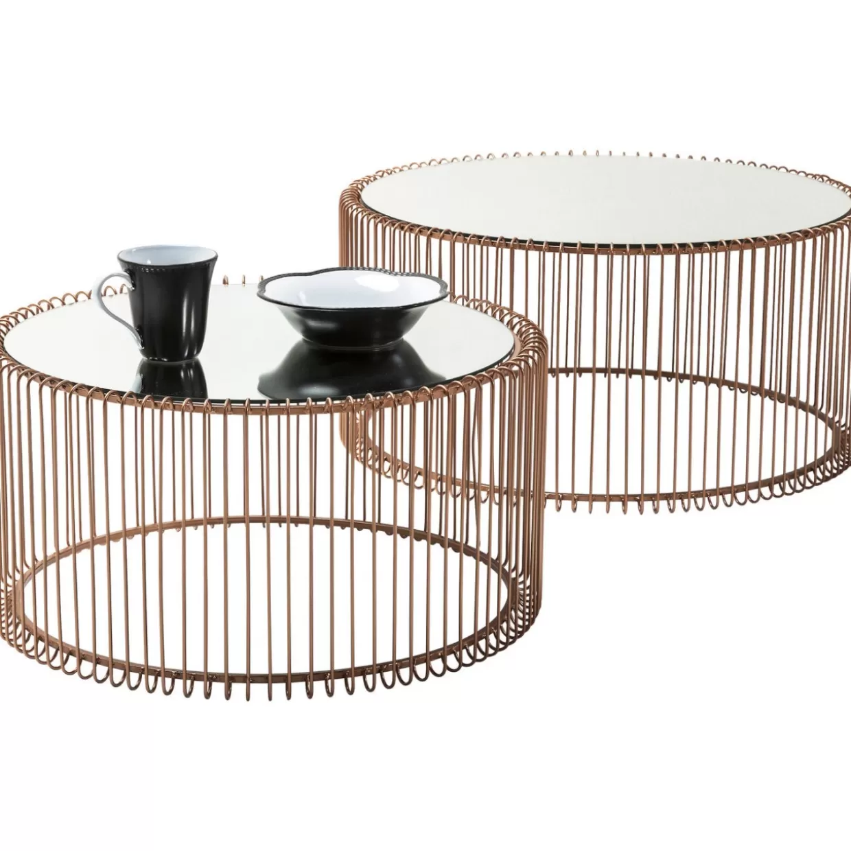 Tavolini Design KARE - Coppia in metallo ramato con struttura intrecciata per arredo salotto moderno