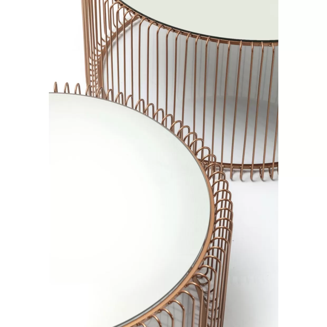 Tavolini Design KARE - Coppia in metallo ramato con struttura intrecciata per arredo salotto moderno