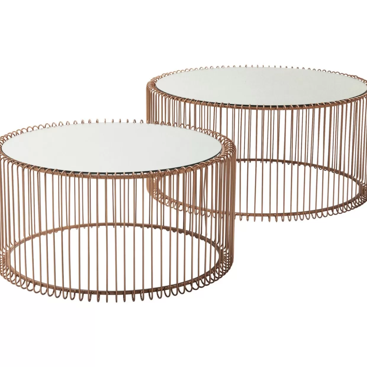Tavolini Design KARE - Coppia in metallo ramato con struttura intrecciata per arredo salotto moderno