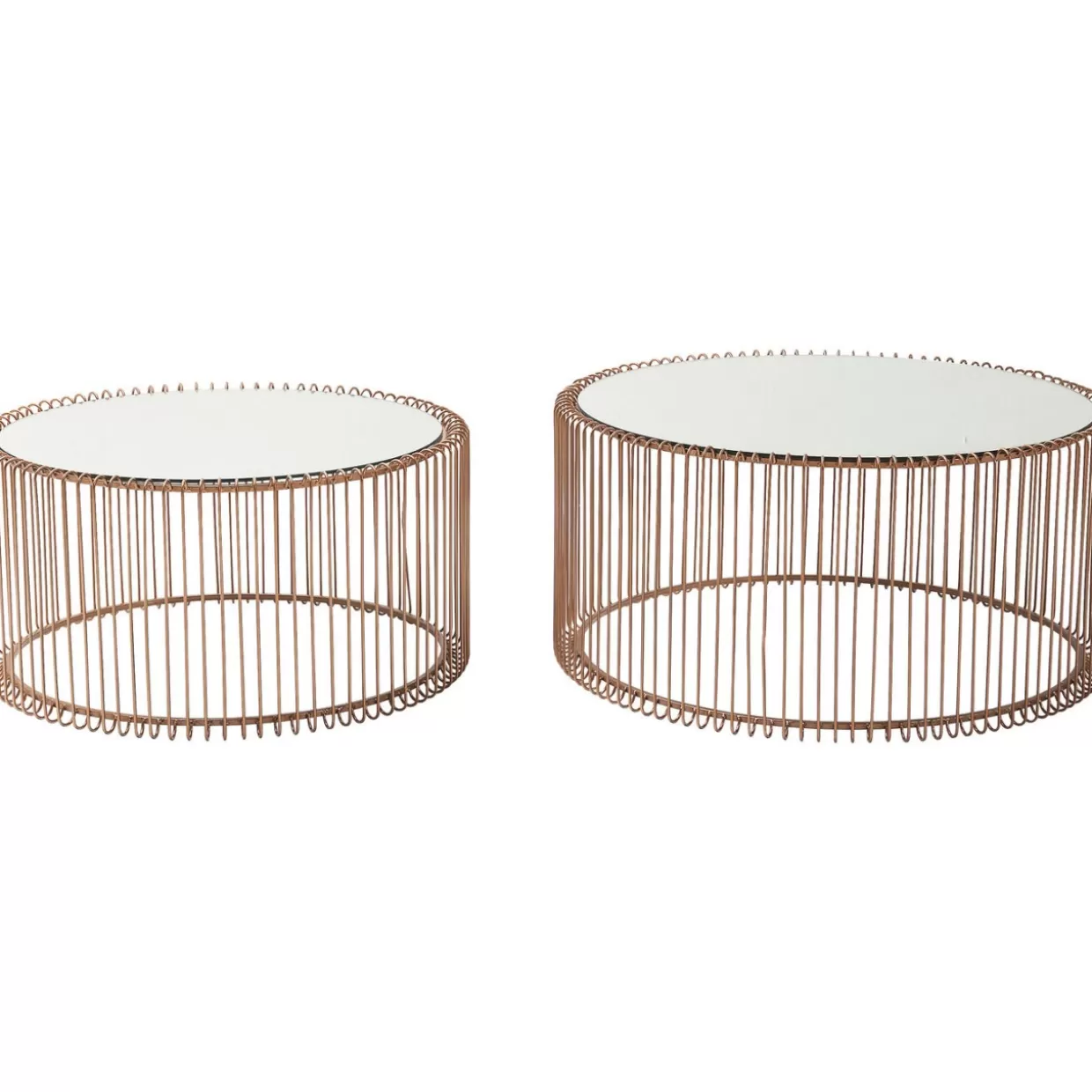 Tavolini Design KARE - Coppia in metallo ramato con struttura intrecciata per arredo salotto moderno