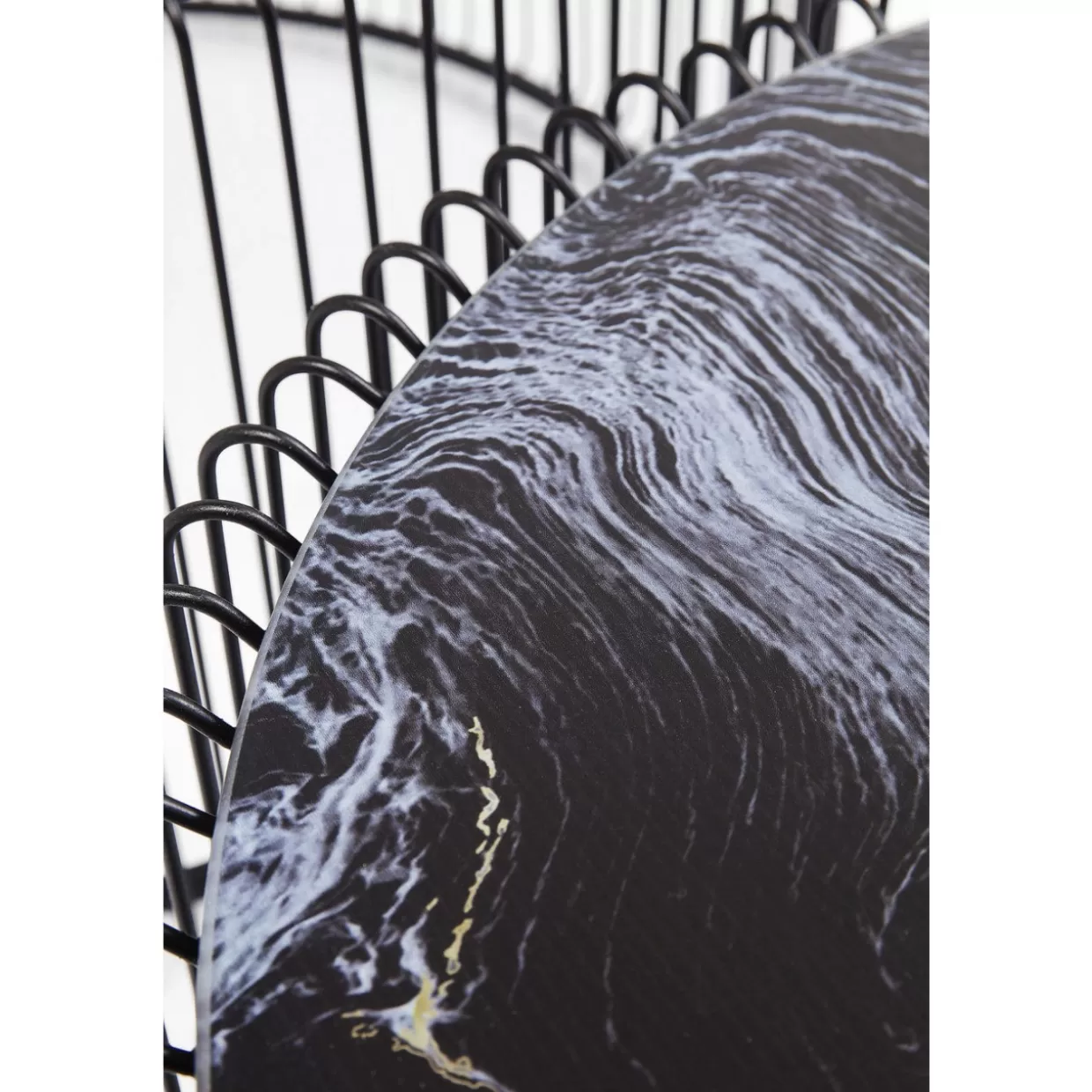 KARE Design - Tavolini Moderni da Salotto con Struttura a Filo Metallico e Piano in Vetro/Marmo - Set da 2 Neri