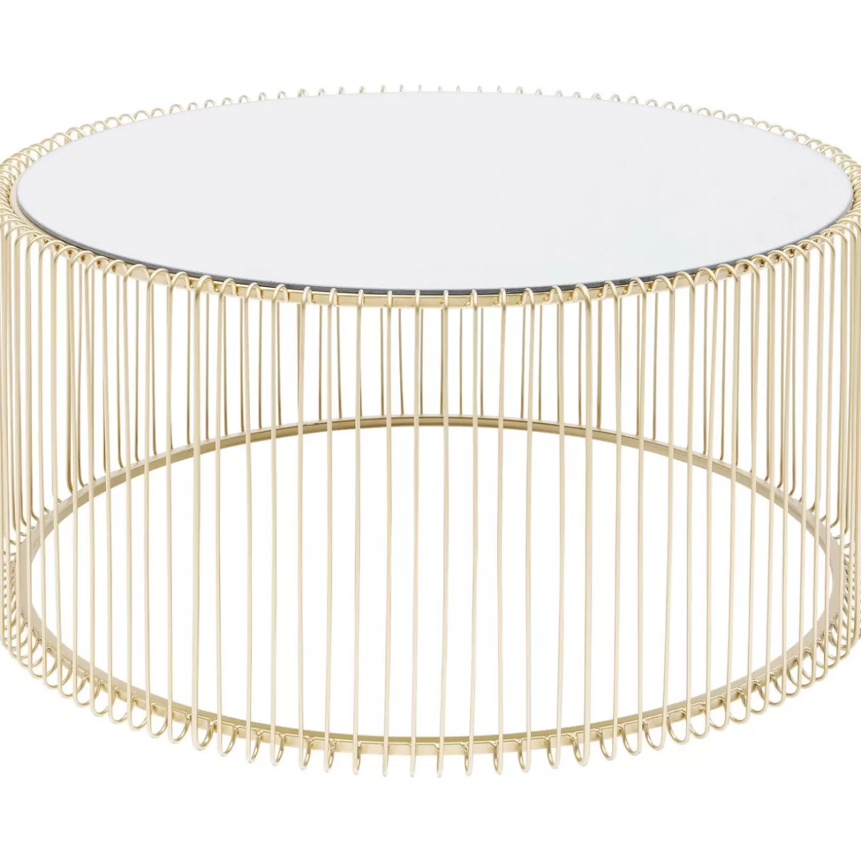 Tavolino Elegante Wire Uno in Ottone KARE Design - Diametro 80 cm per Salotto Contemporaneo