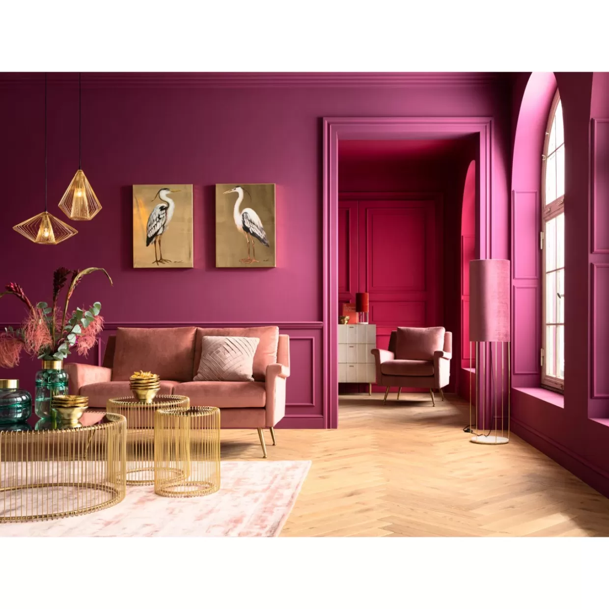 Tavolino Elegante Wire Uno in Ottone KARE Design - Diametro 80 cm per Salotto Contemporaneo
