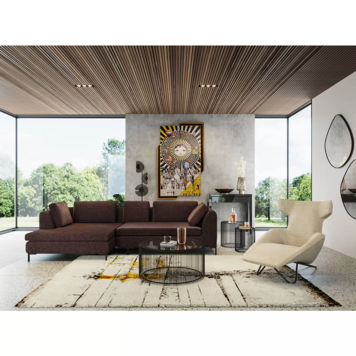 KARE Design - Tavolino Moderno Wire Uno in Nero con Struttura Metallica, Diametro 80 cm