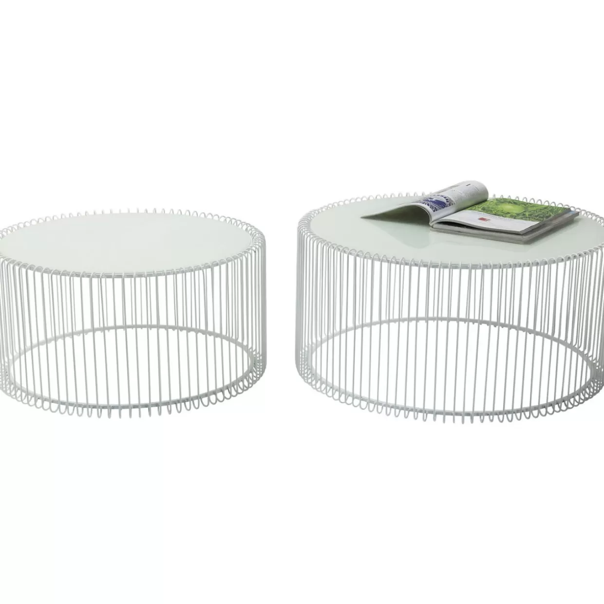 KARE Design - Coppia di Tavolini Moderni Wire Bianco per Salotti con Stile