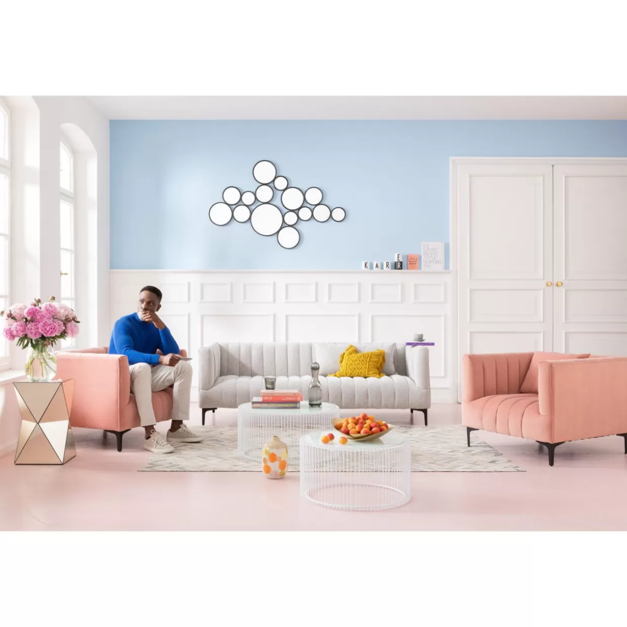 KARE Design - Coppia di Tavolini Moderni Wire Bianco per Salotti con Stile