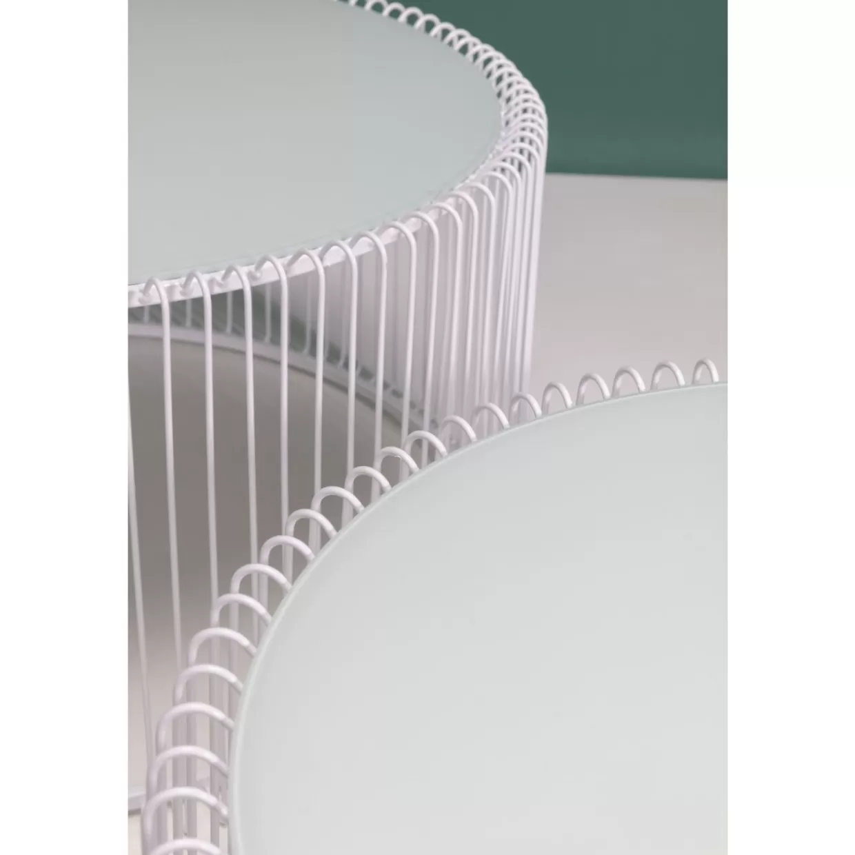 KARE Design - Coppia di Tavolini Moderni Wire Bianco per Salotti con Stile