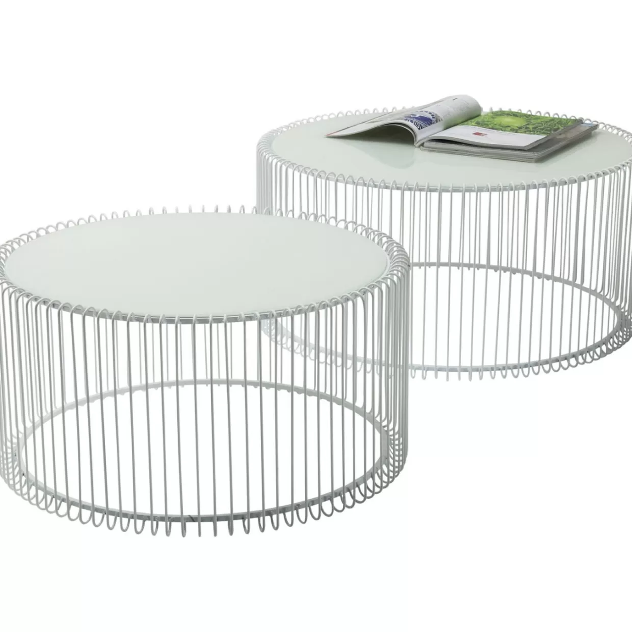 KARE Design - Coppia di Tavolini Moderni Wire Bianco per Salotti con Stile