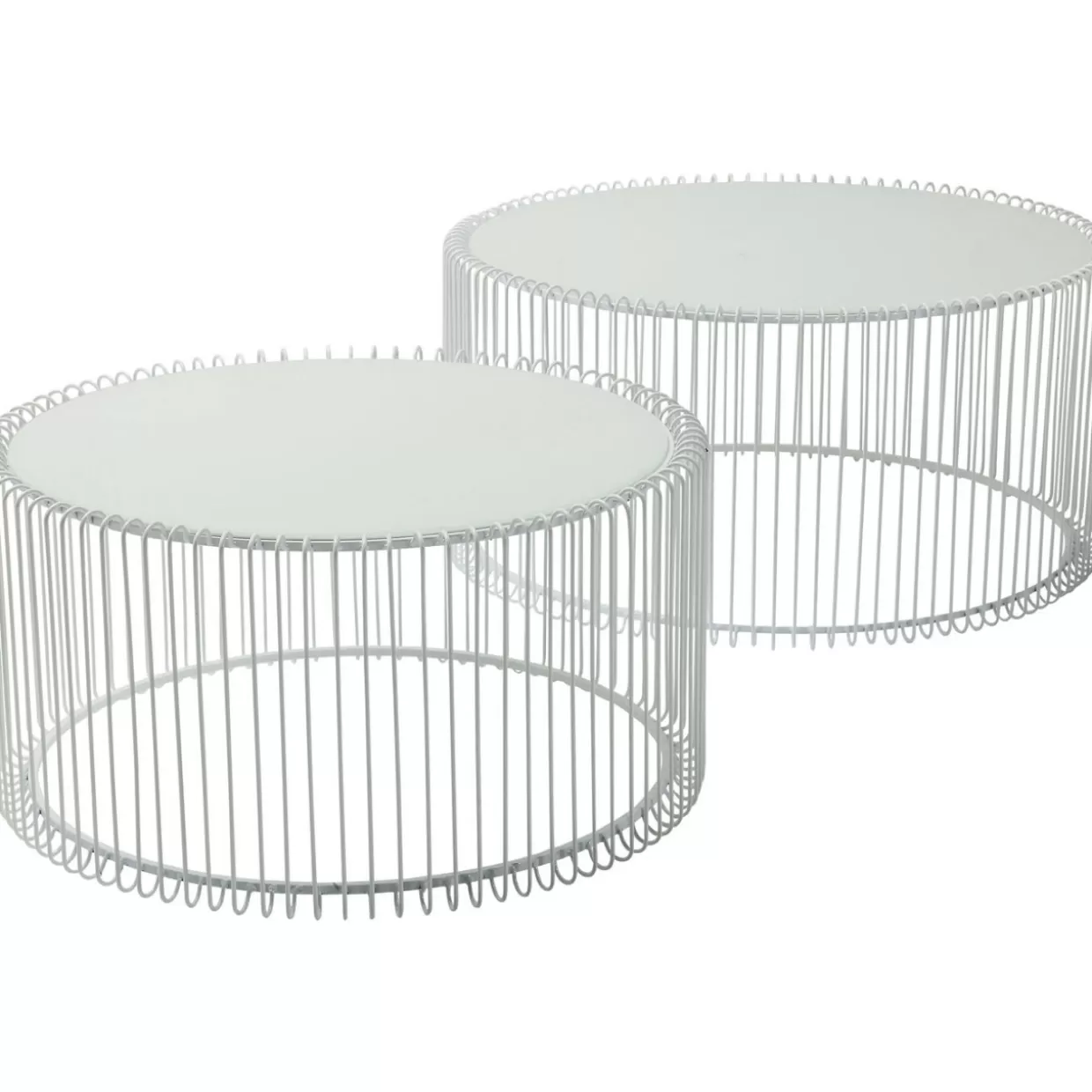 KARE Design - Coppia di Tavolini Moderni Wire Bianco per Salotti con Stile