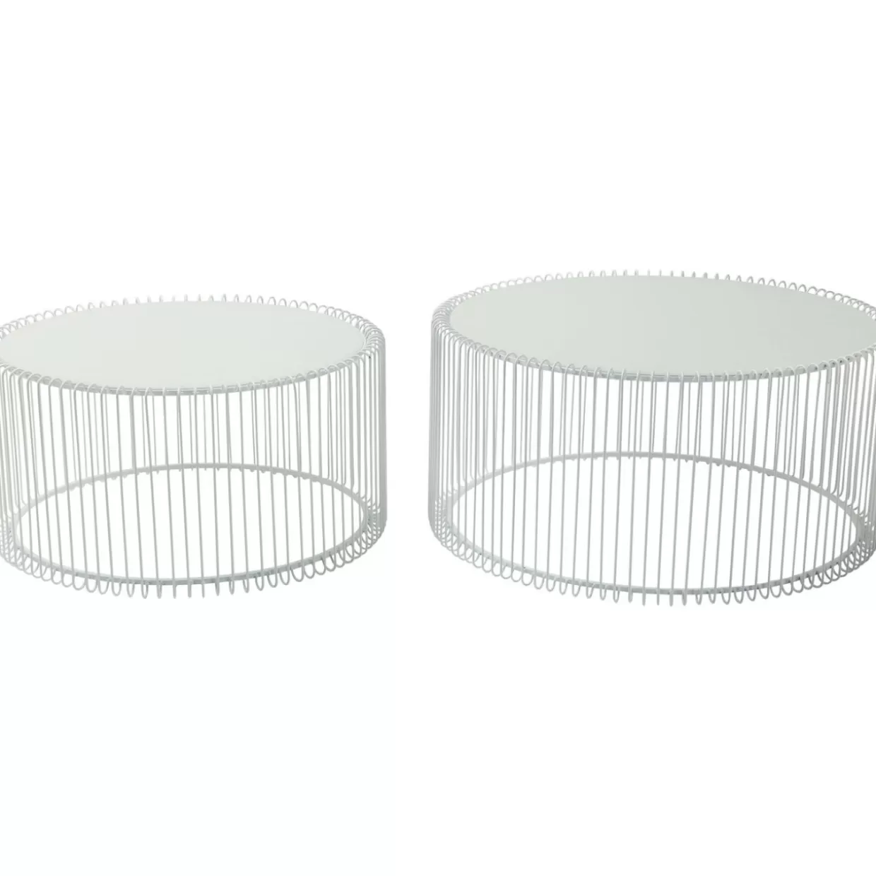 KARE Design - Coppia di Tavolini Moderni Wire Bianco per Salotti con Stile