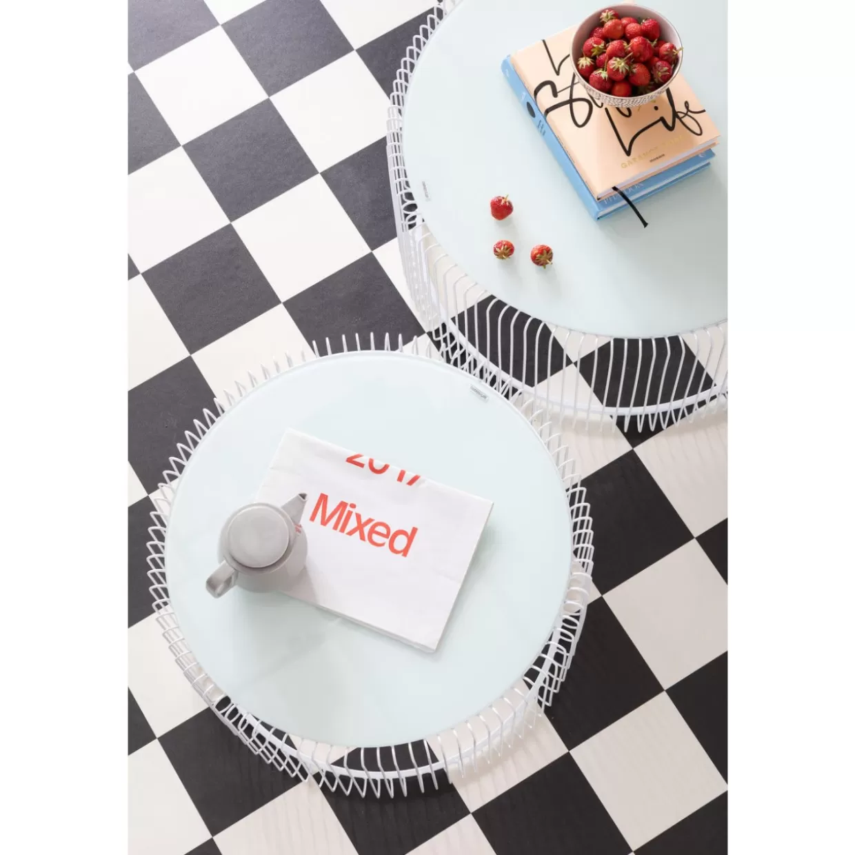 KARE Design - Coppia di Tavolini Moderni Wire Bianco per Salotti con Stile