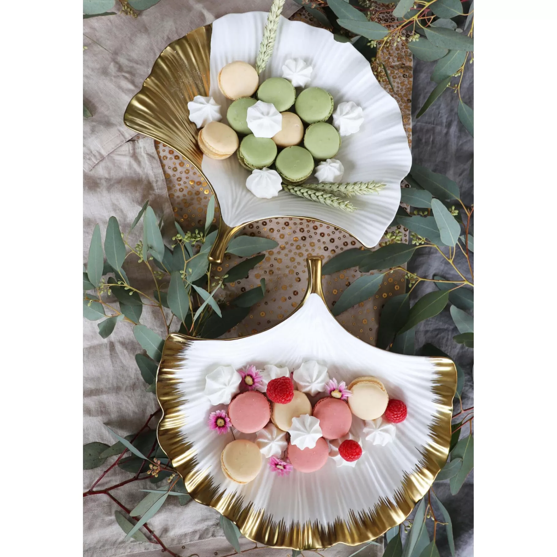 Shop Coupe Feuille De Ginkgo Bordure Dorée   Vaisselle