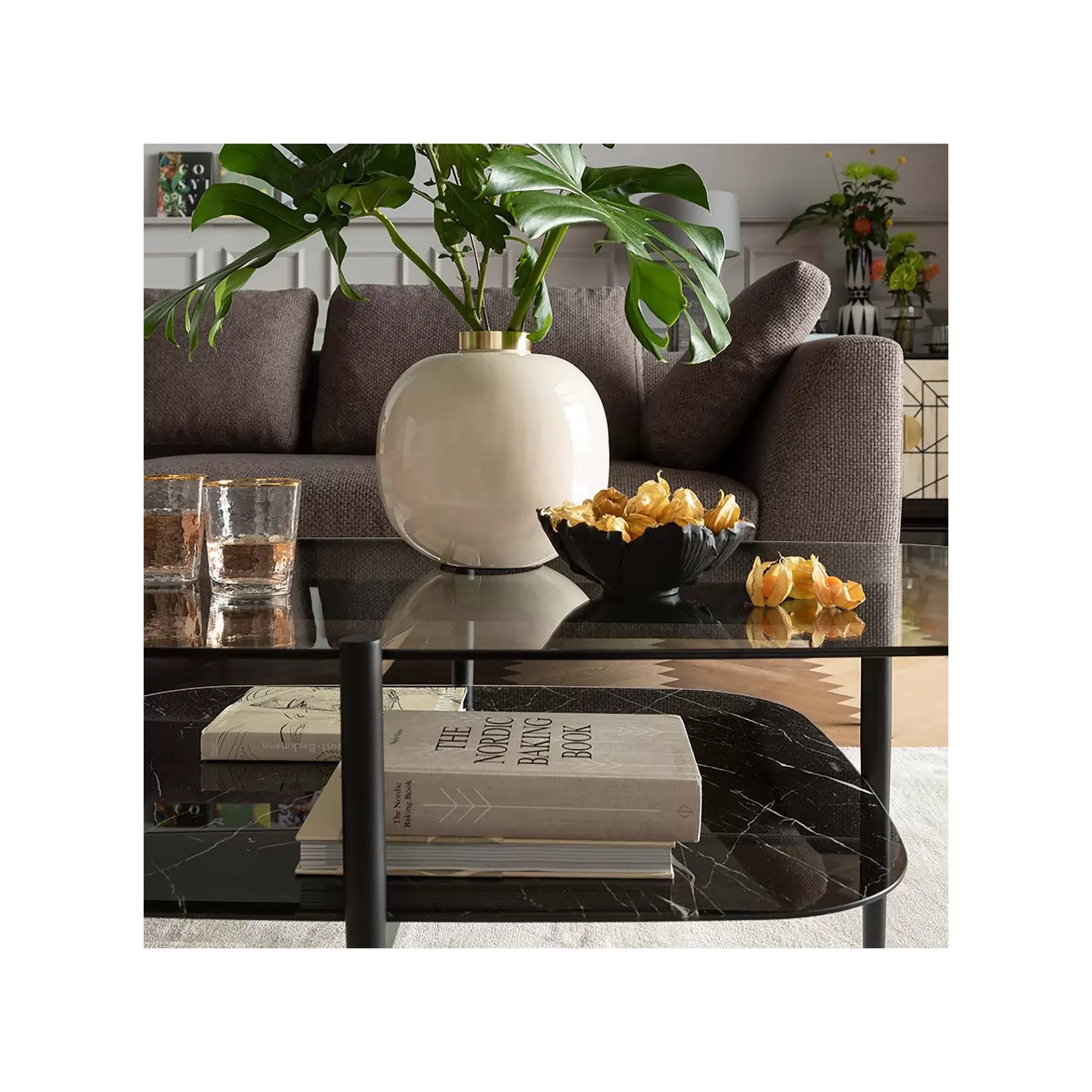 Online Coupe Fleur Dorée Et Noire 20cm   Vaisselle