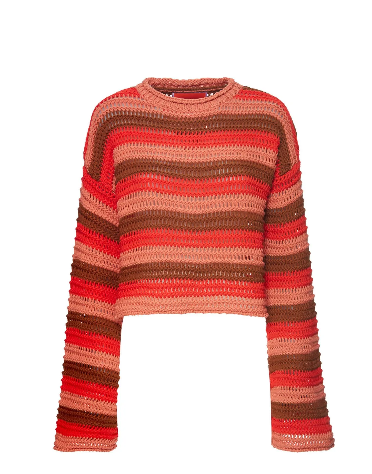 Jumper Corto La DoubleJ in Trama a Catena - Design Originale con Fantasia Rosso Multicolor